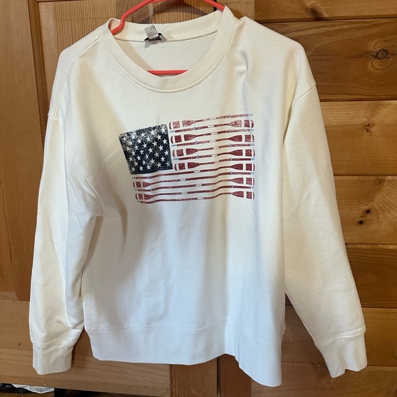 J. Crew White American Flag Sweatshirt - Picture 1 of 4